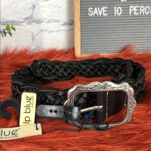 Linea Pelle Lp Blue Braided Belt Adjustabl 1264